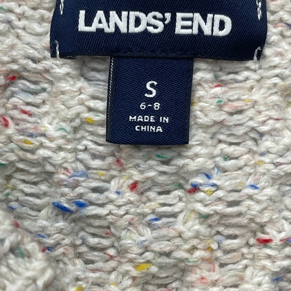 Lands End Sweater Womens Small Wool Cable Knit Fisherman Chunky Colorful Chic - Picture 3 of 9